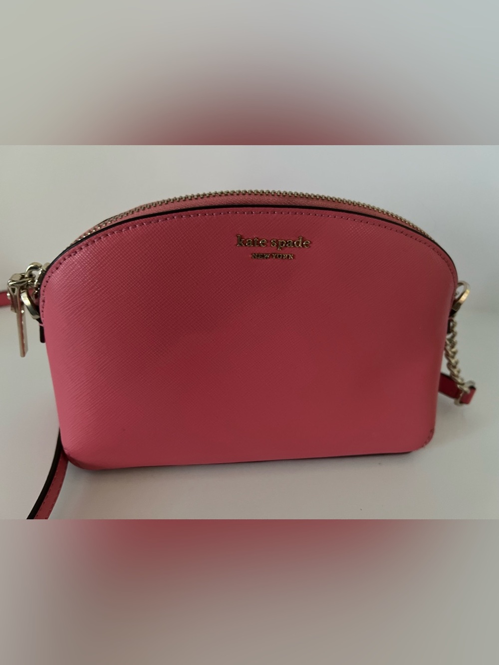 kate spade New York Pink Saffiano Dome Crossbody with Chain